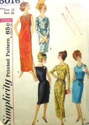 5016 1960s SHIFT DRESS LENGTHS SLEEVES OR NOT PATTERN 16 36''